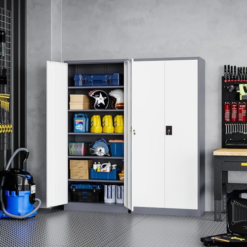Black Gray Metal Storage Cabinet with Lock P907466