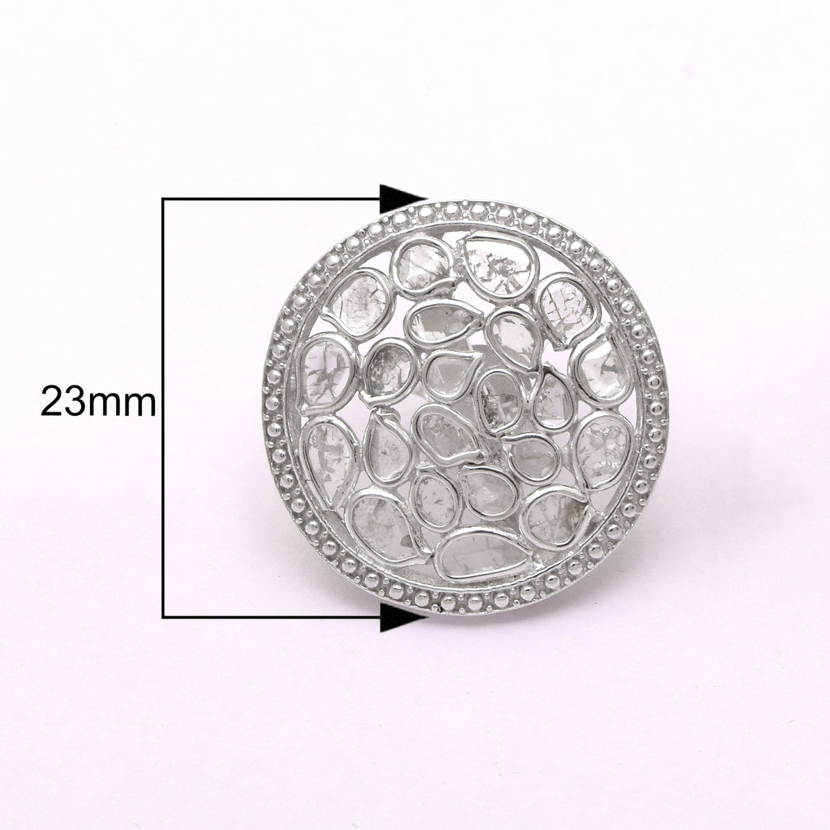 1.85 CTW Natural Diamond Polki Round Stud Earrings 925 Sterling Silver Platinum Plated S6010