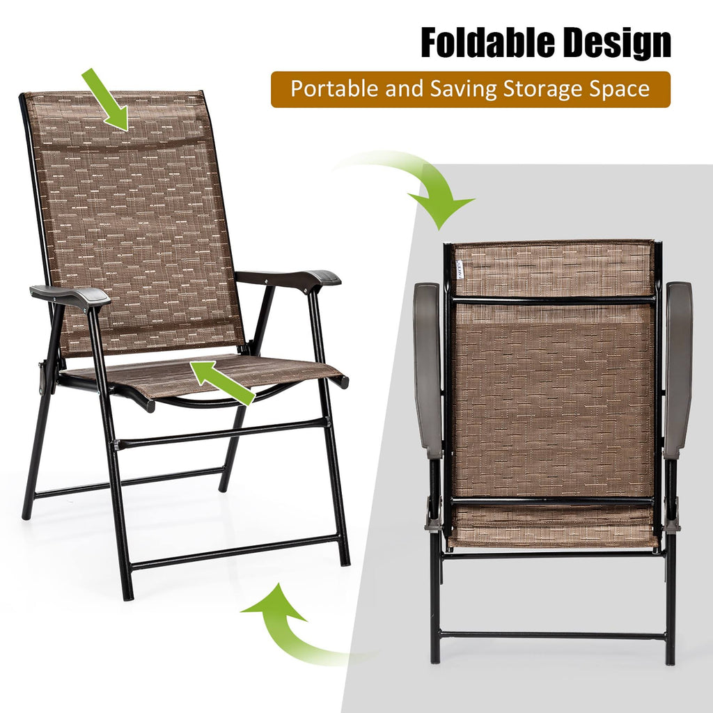 4 Piece Brown Outdoor Folding Chair with Armrest F793
