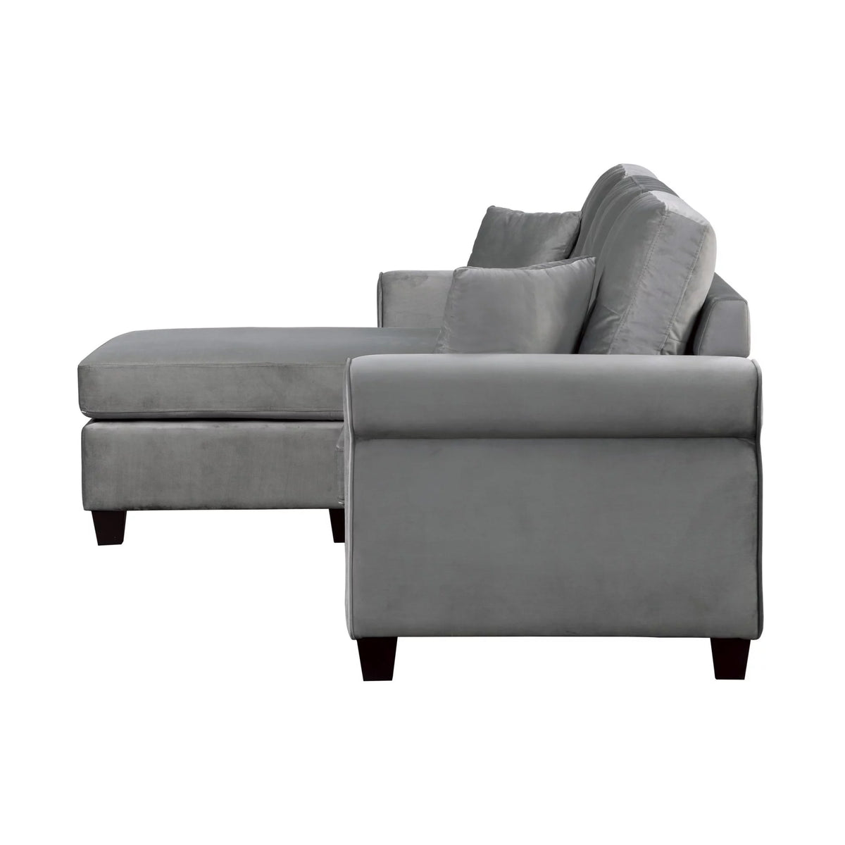 Gray Velvet Sectional Sofa with Reversible Chaise O134