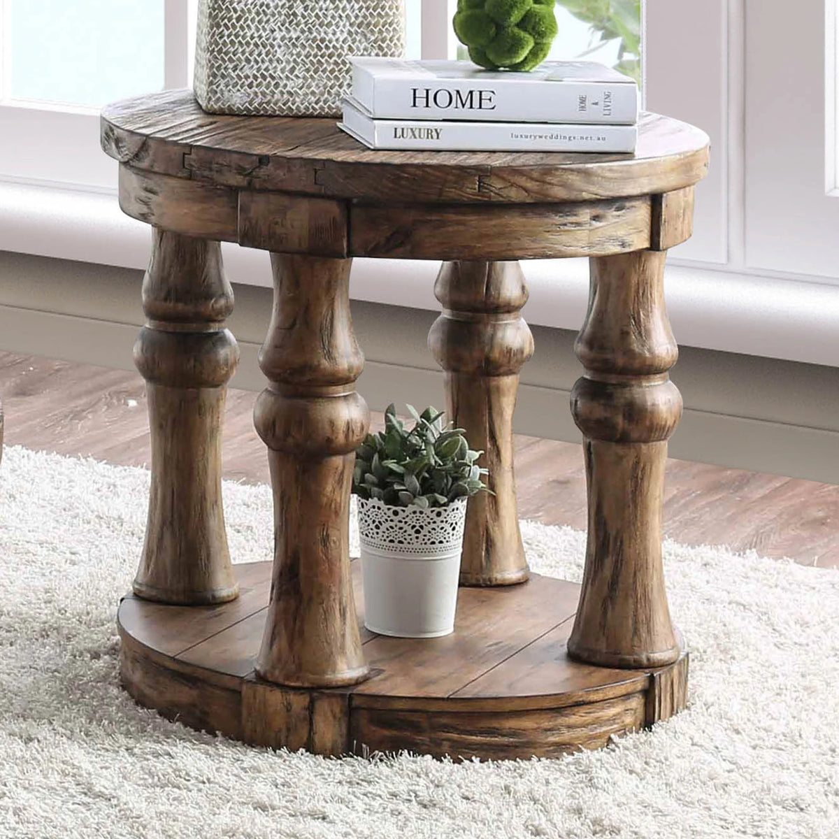 Oak 1-Shelf End Table V290