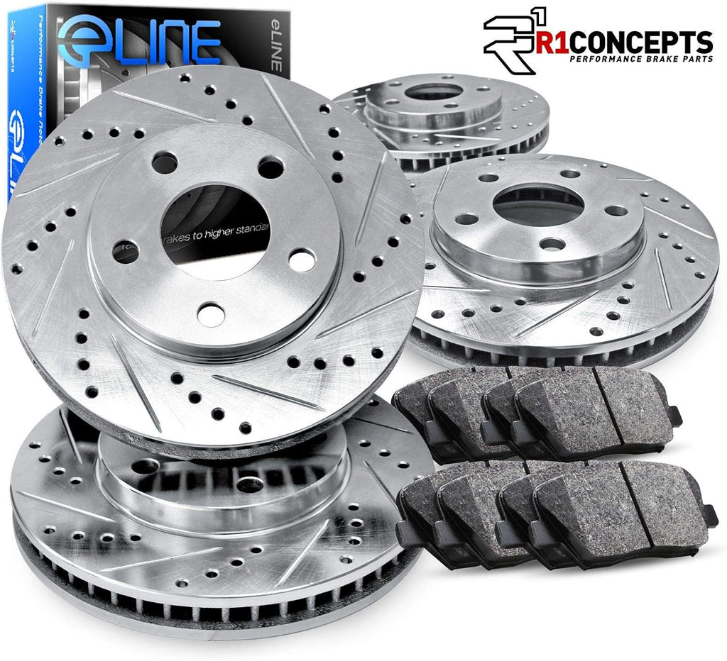 Front Rear Brake Pads and Rotors Kit, Semi Metallic Z658