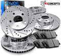 Front Rear Brake Pads and Rotors Kit, Semi Metallic Z658