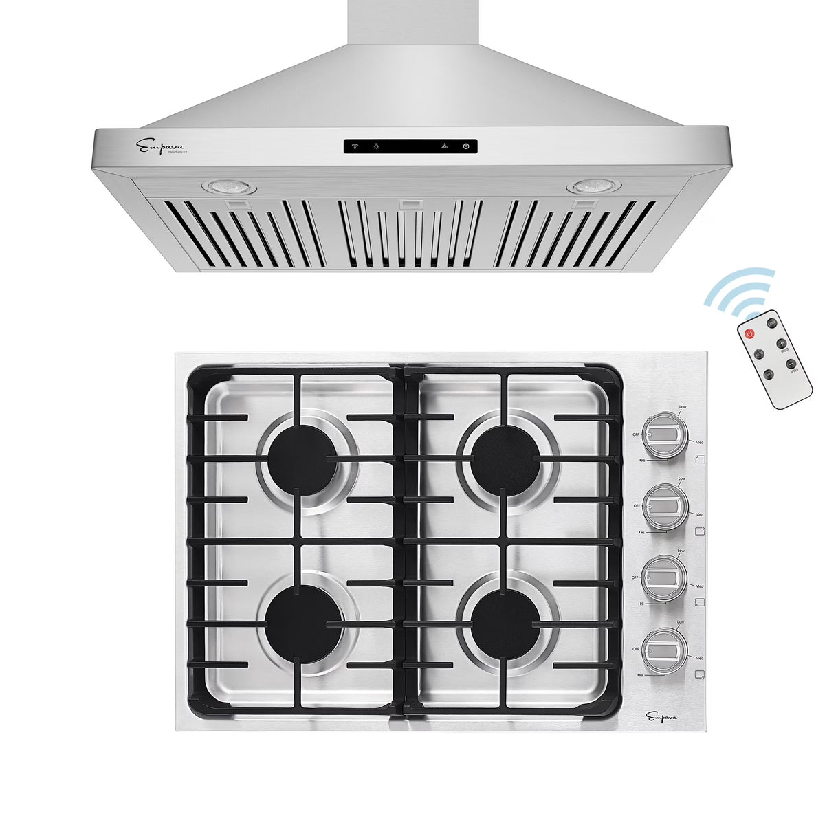 30" Gas Cooktop and 36" Wall Mount Range Hood J60021