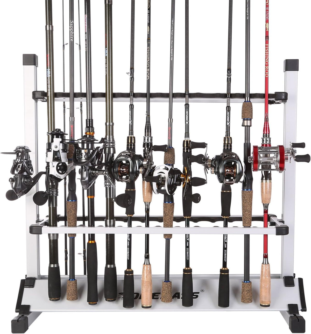 24 Rods Pack of 2 Aluminum Alloy Fishing Rod Rack E346489