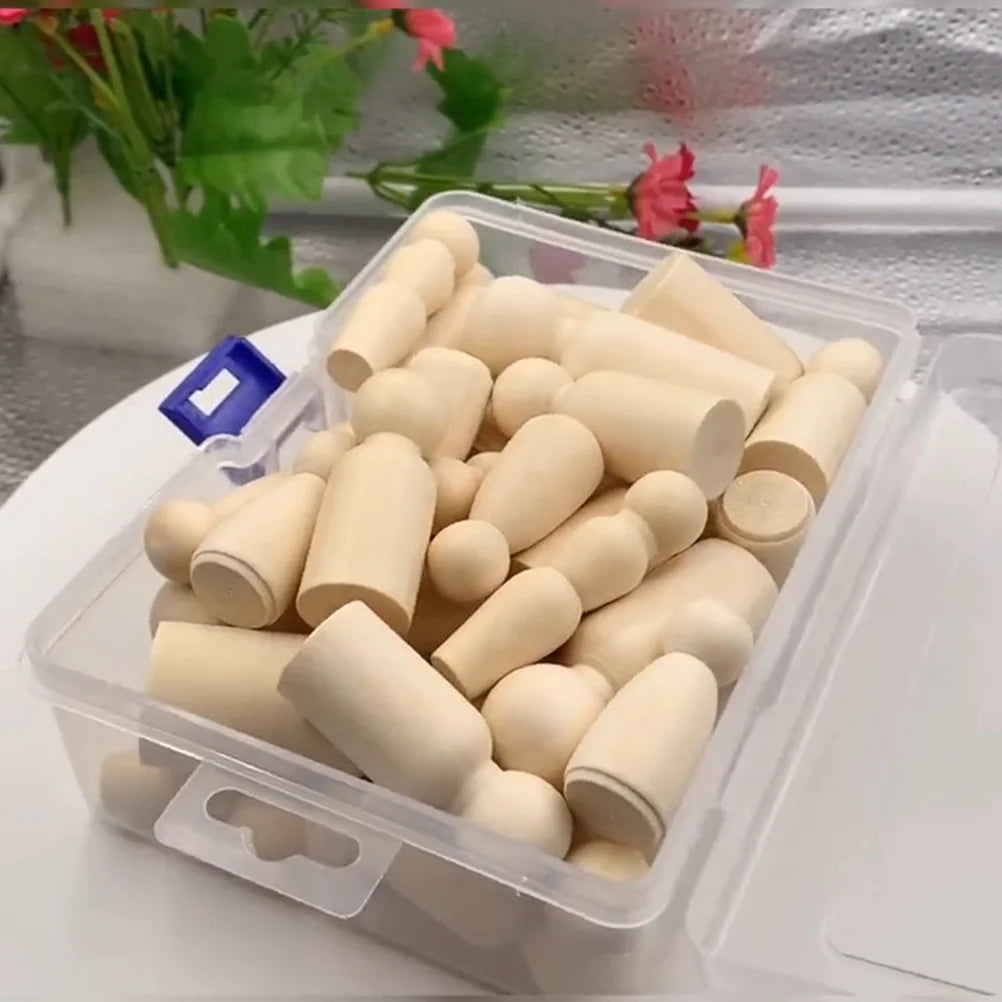 80 Pcs Blank Wooden Peg People Figures N2452