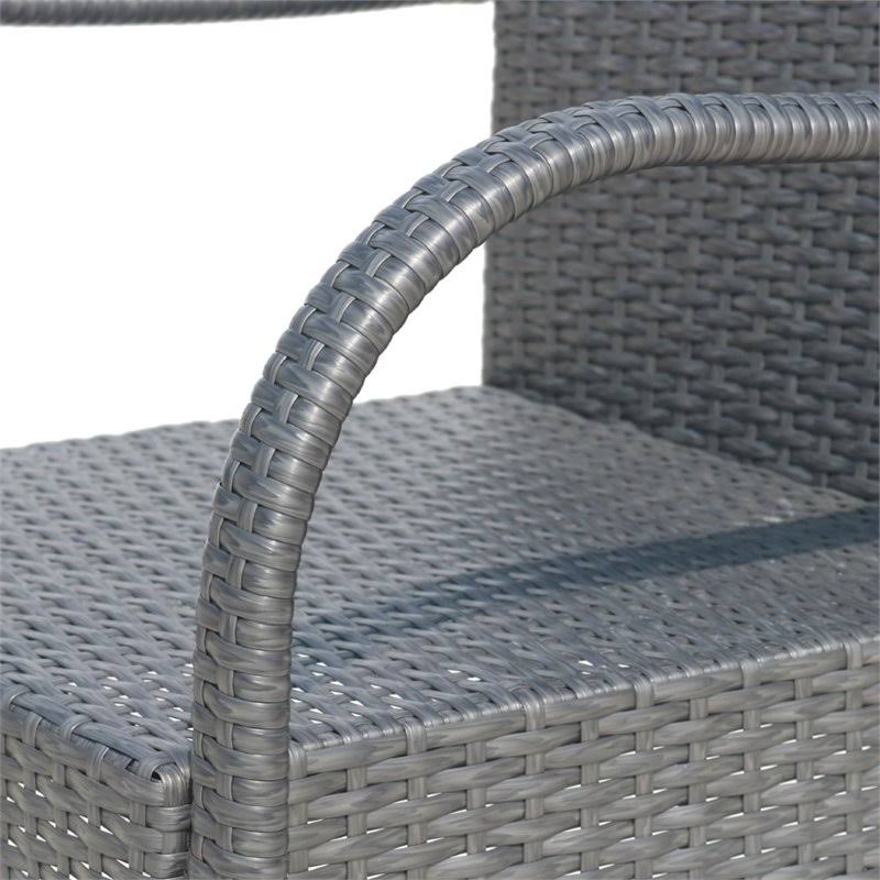 Gray Wicker Barstool Chair (Set of 2) N690