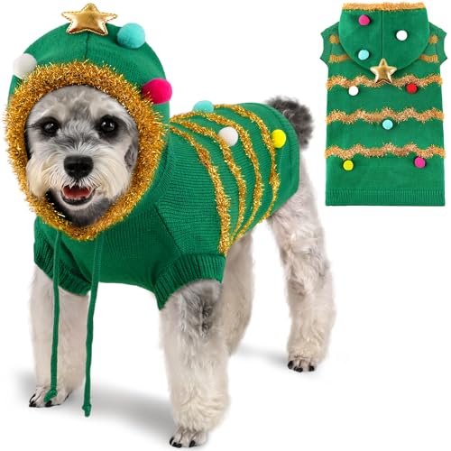 Dog Christmas Sweater with 3D Reindeer Pattern Knitted Pet Clothes J9048