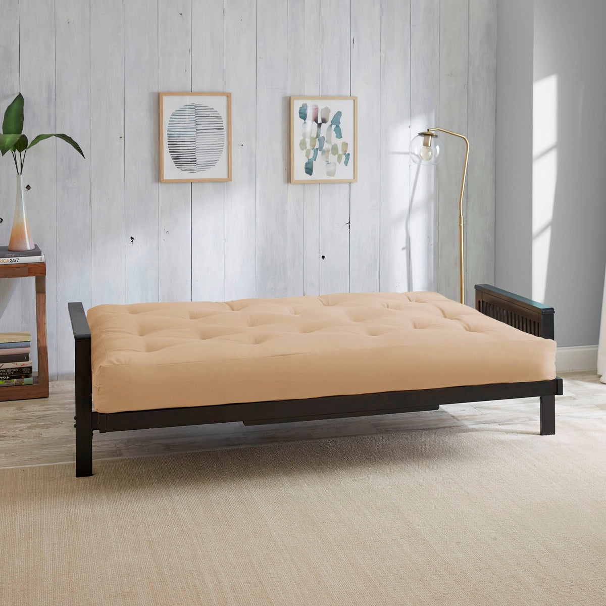 Queen Size Khaki Suede 8-Inch Latex Futon Mattress V564410