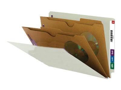 Legal Size Gray/Green 2 Pocket File Folder with Fasteners, 10/Box I486