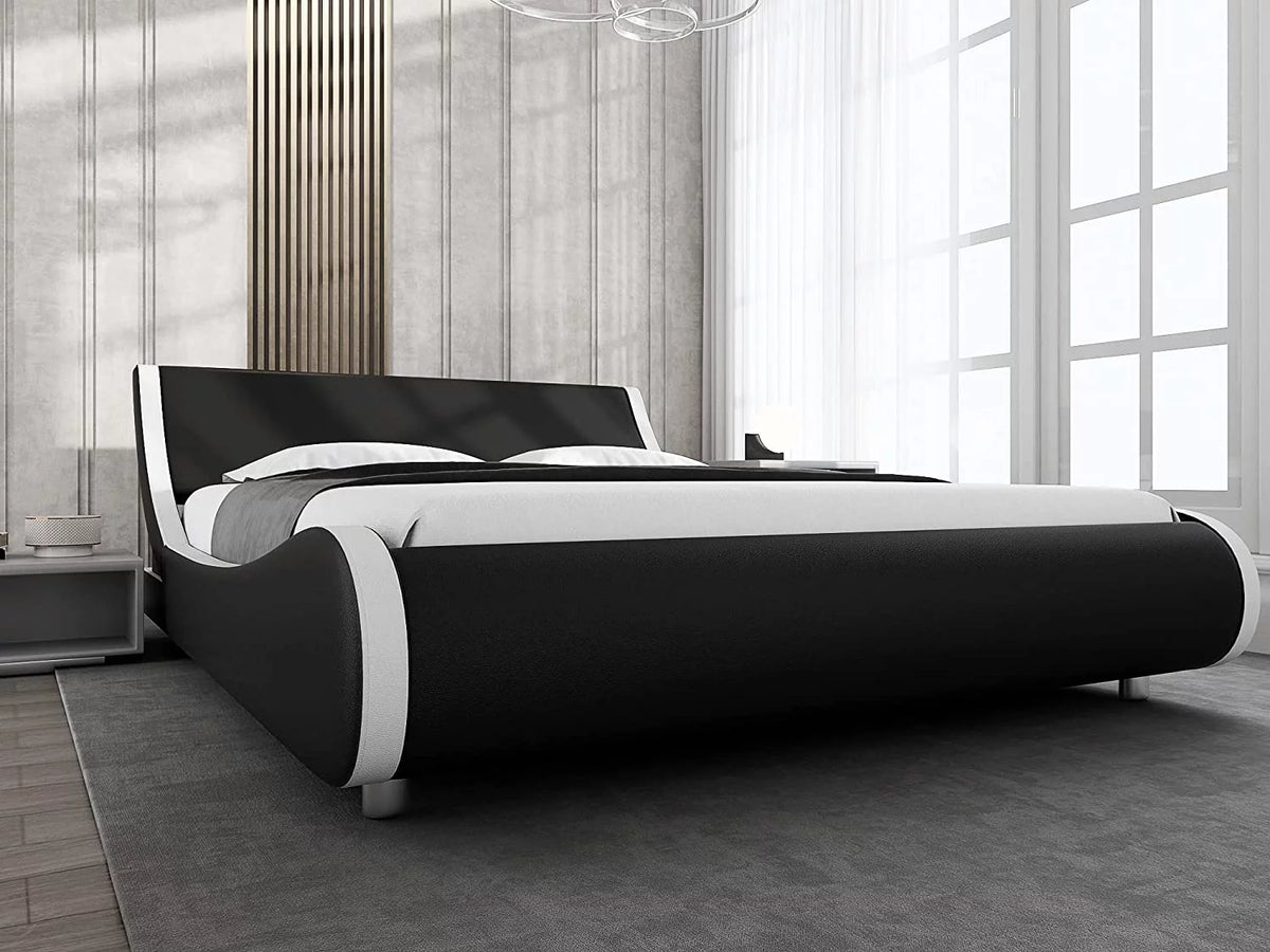 Queen Size Platform Bed Frame with Adjustable Headboard M6772