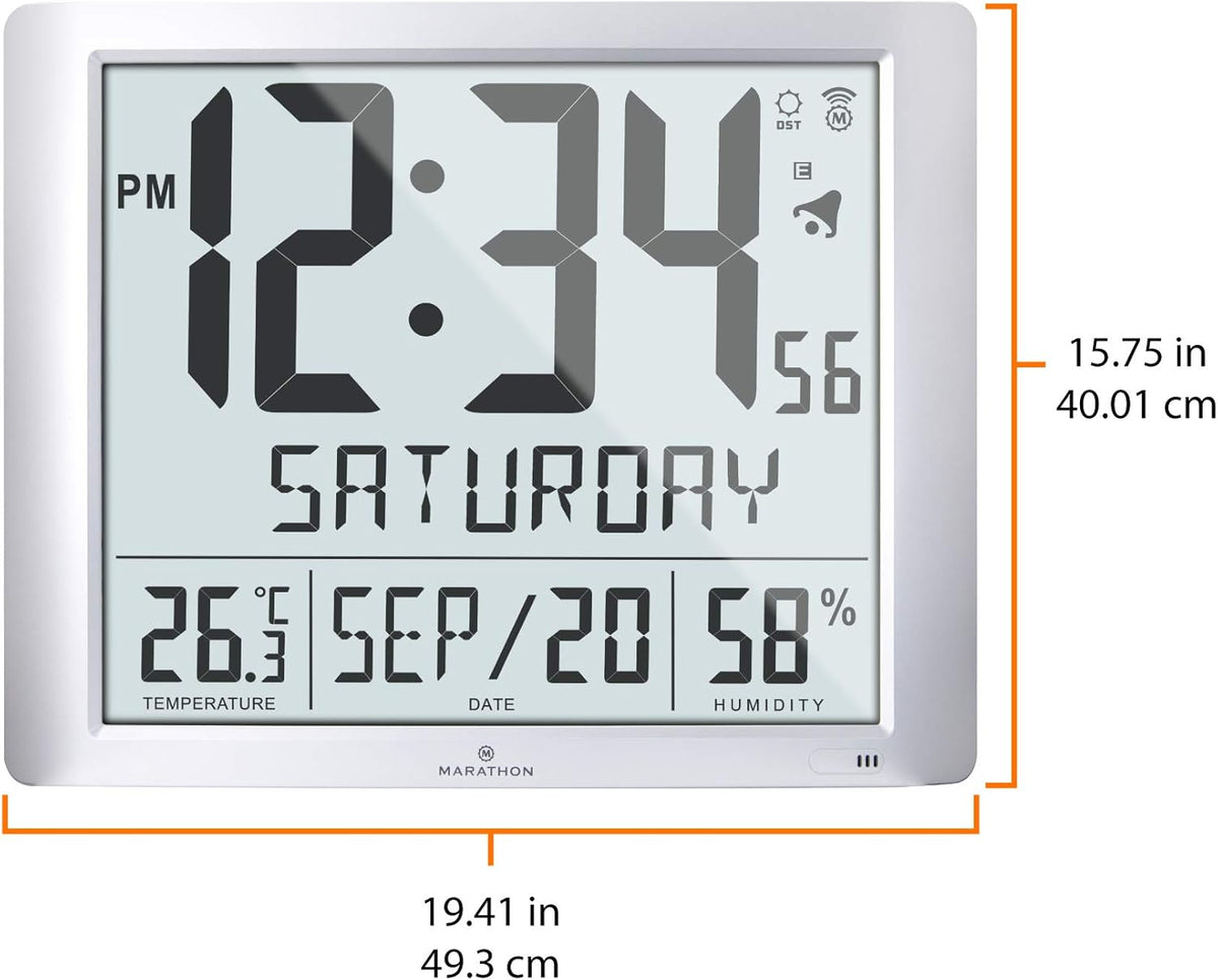 Silver 20 Inch Wall Clock with 6.5 Inch Numbers G38603