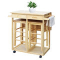 Drop Leaf Table, Rolling Kitchen Tables, Dining Table Set for 2, Natural Z6046