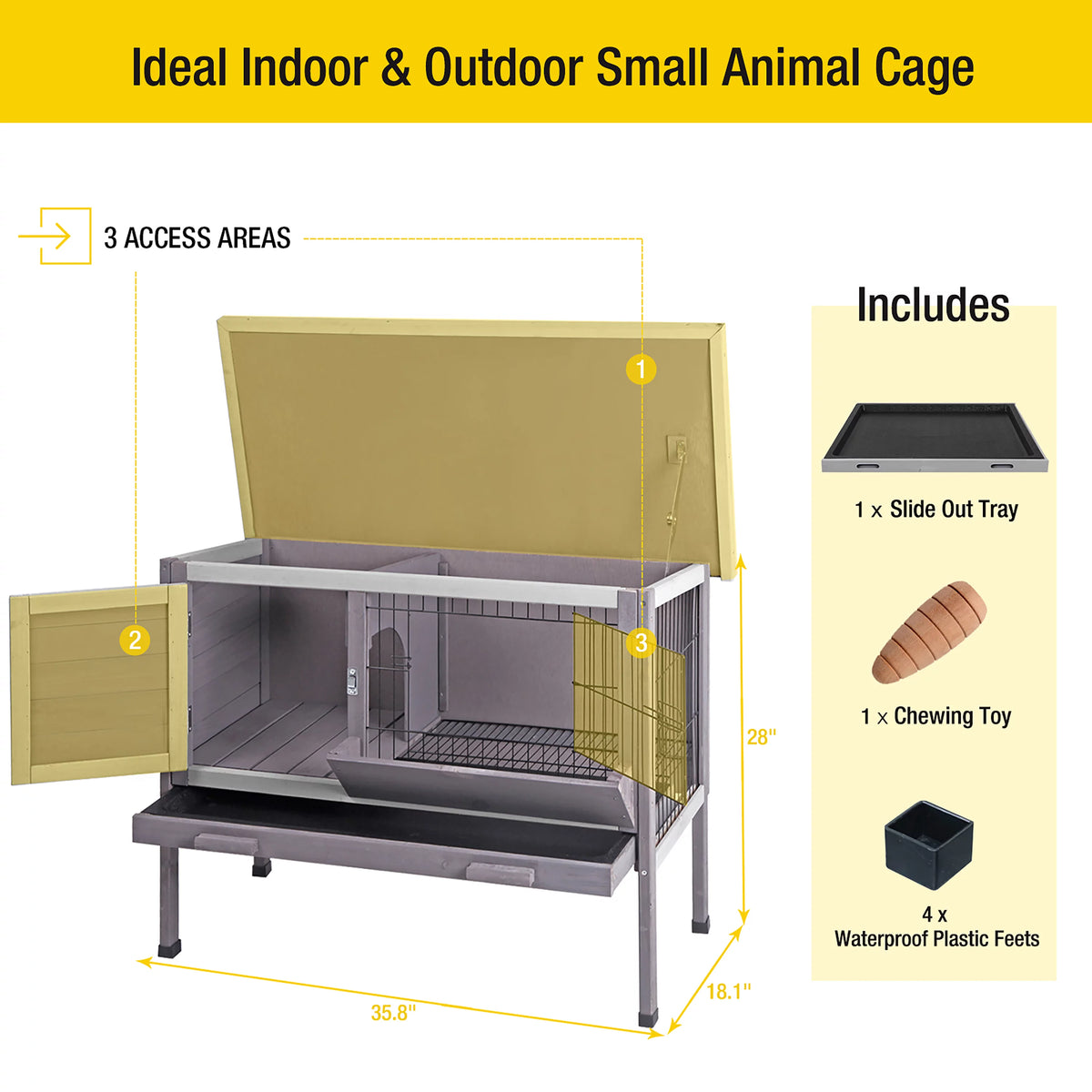 Wooden Rabbit Hutch Indoor Bunny Cage A3182