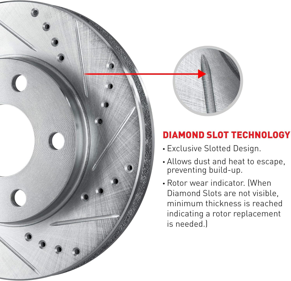 Front Rear Brake Pads and Rotors Kit, Semi Metallic Z658