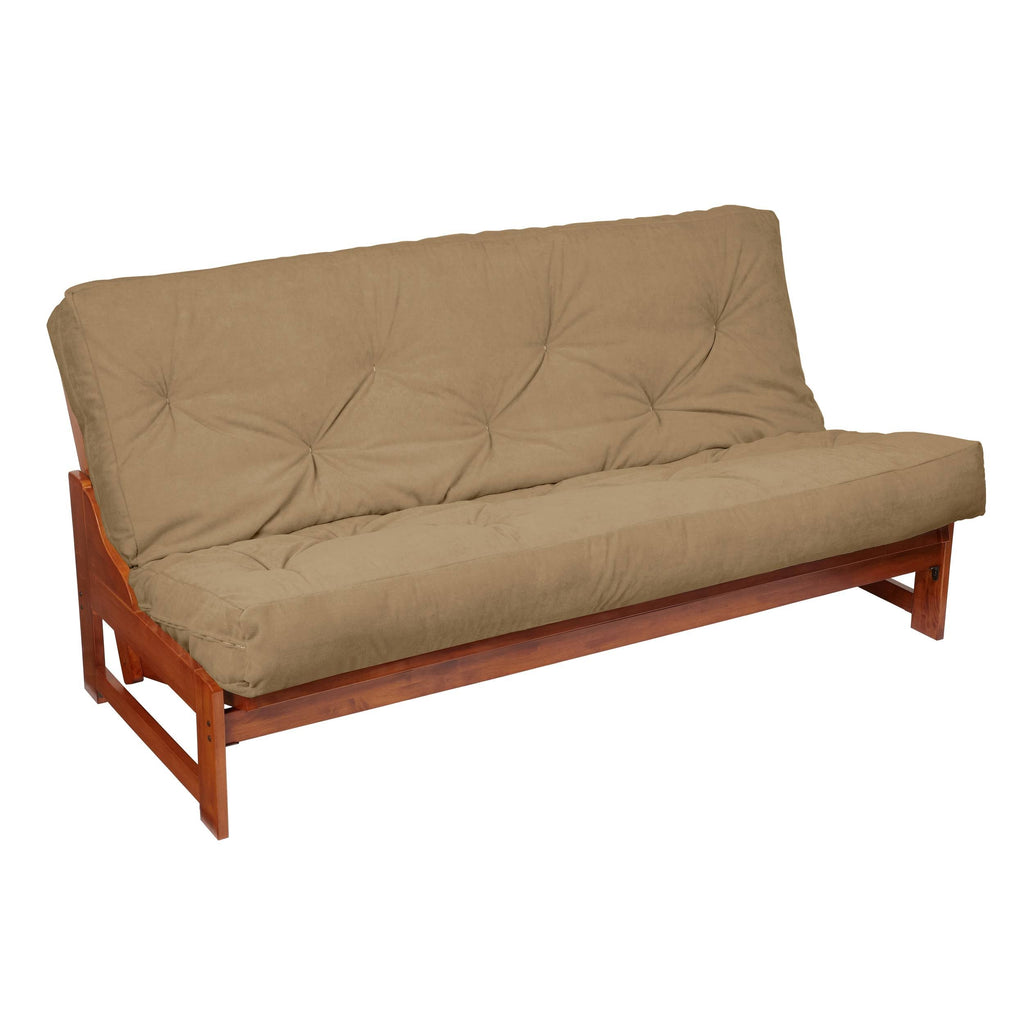 Queen Size Khaki Suede 8-Inch Latex Futon Mattress V564410