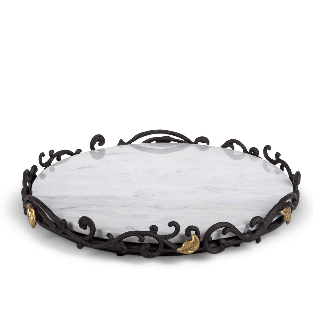 Gold Leaf Marble Lazy Susan with Metal Base G86759