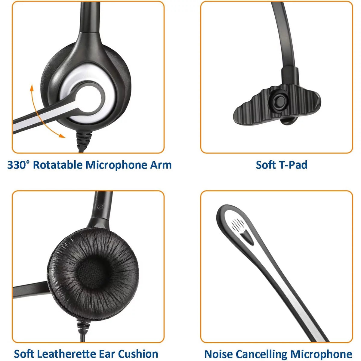 Corded Telephone Headset with Noise Canceling Mic J701801