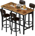 Faux Wooden 5-Piece Table Set with 4 Upholstered Chairs J42347