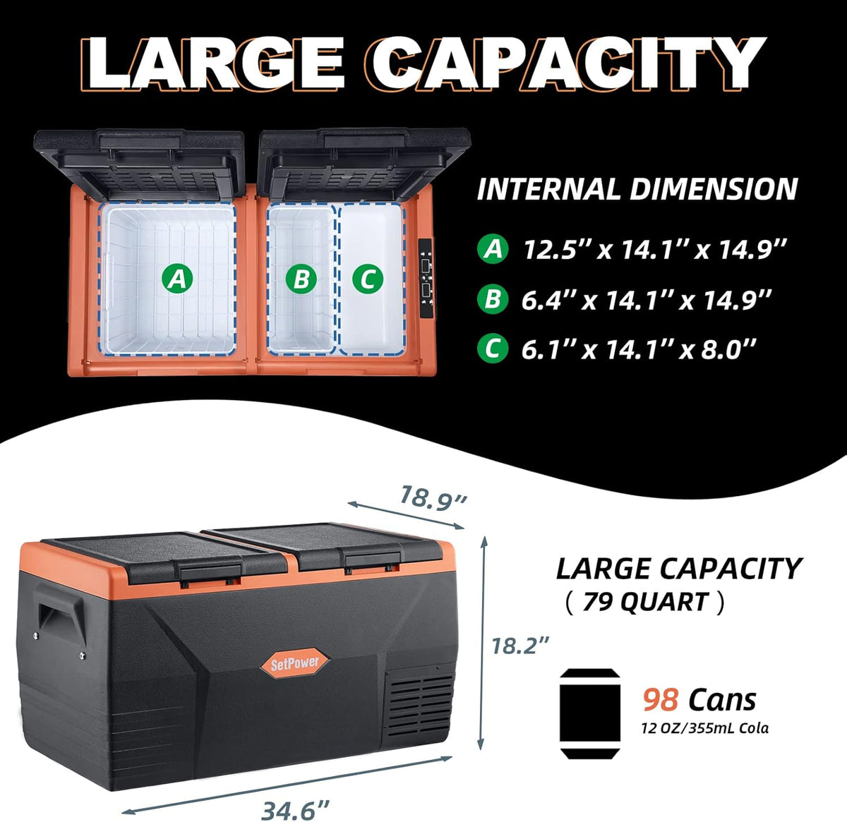 12 Volt Dual Zone Portable Refrigerator E622