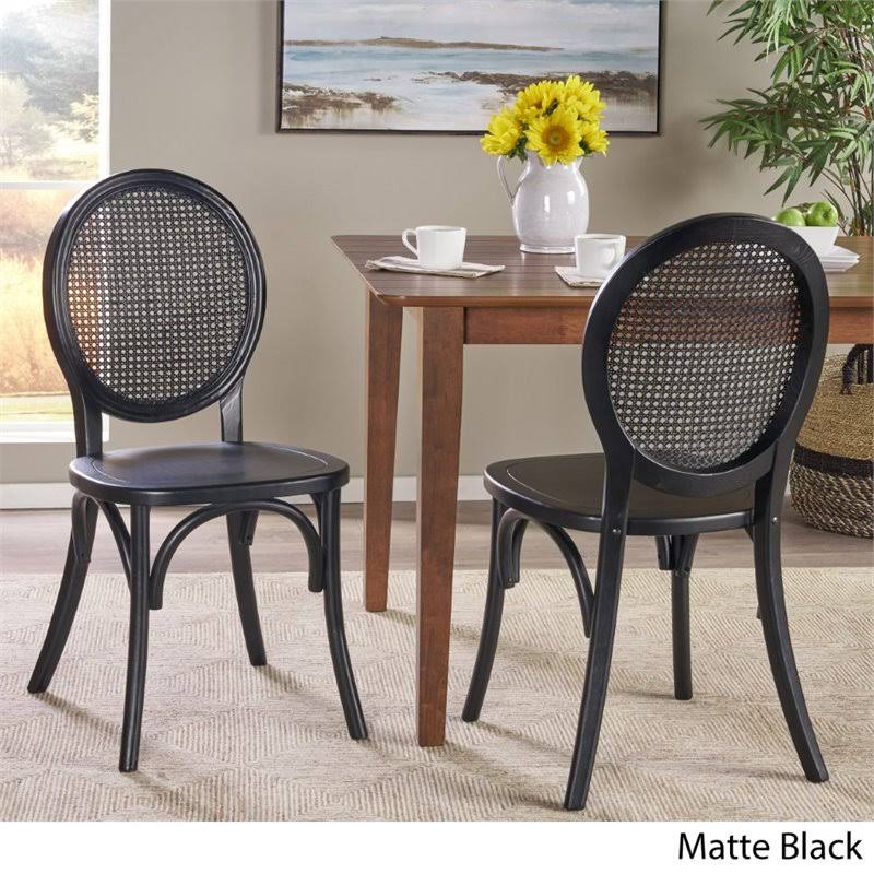Matte Black Elm Wood Dining Chair Set of 2 Q842127