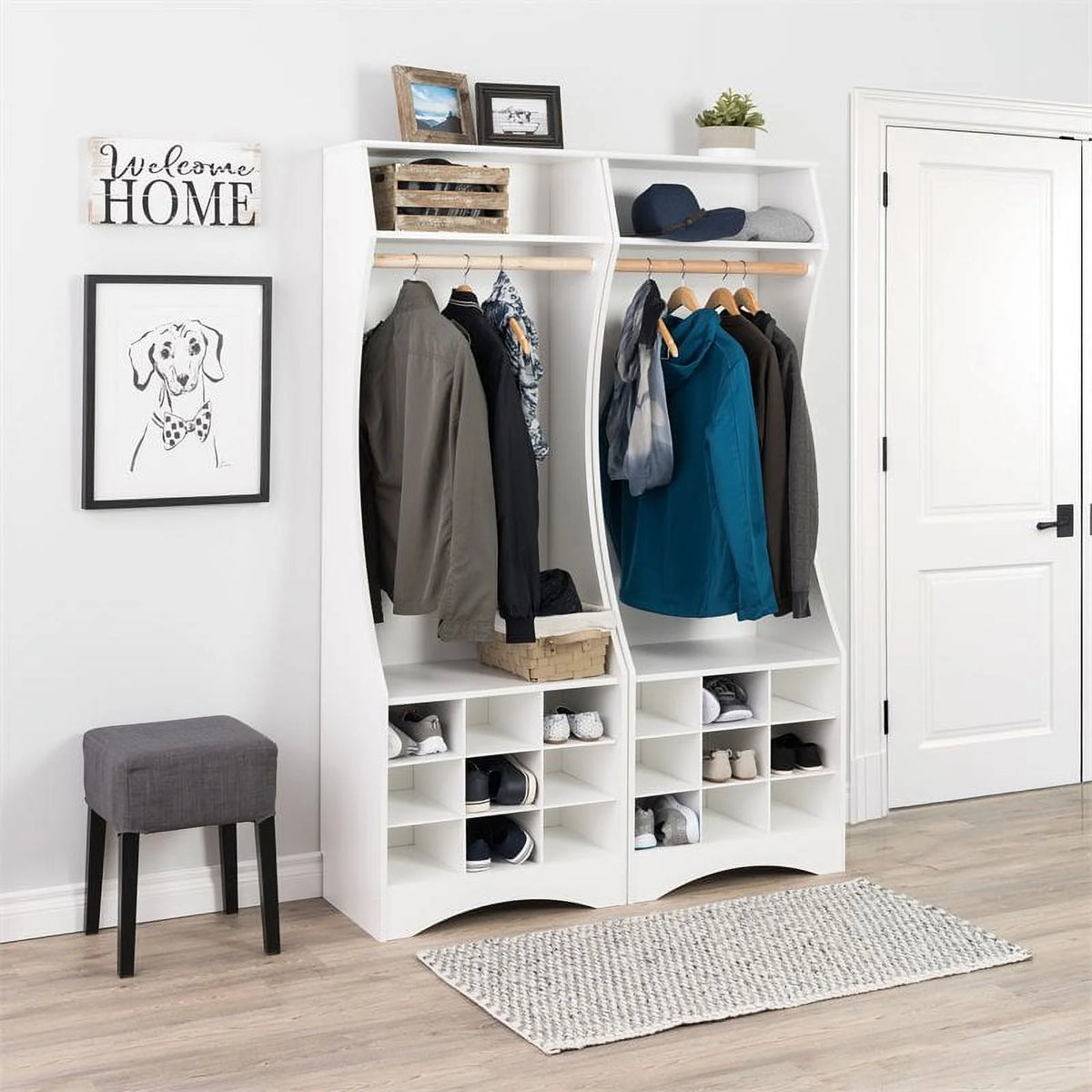 White Engineered Wood Wardrobe with Shoe Storage X38991