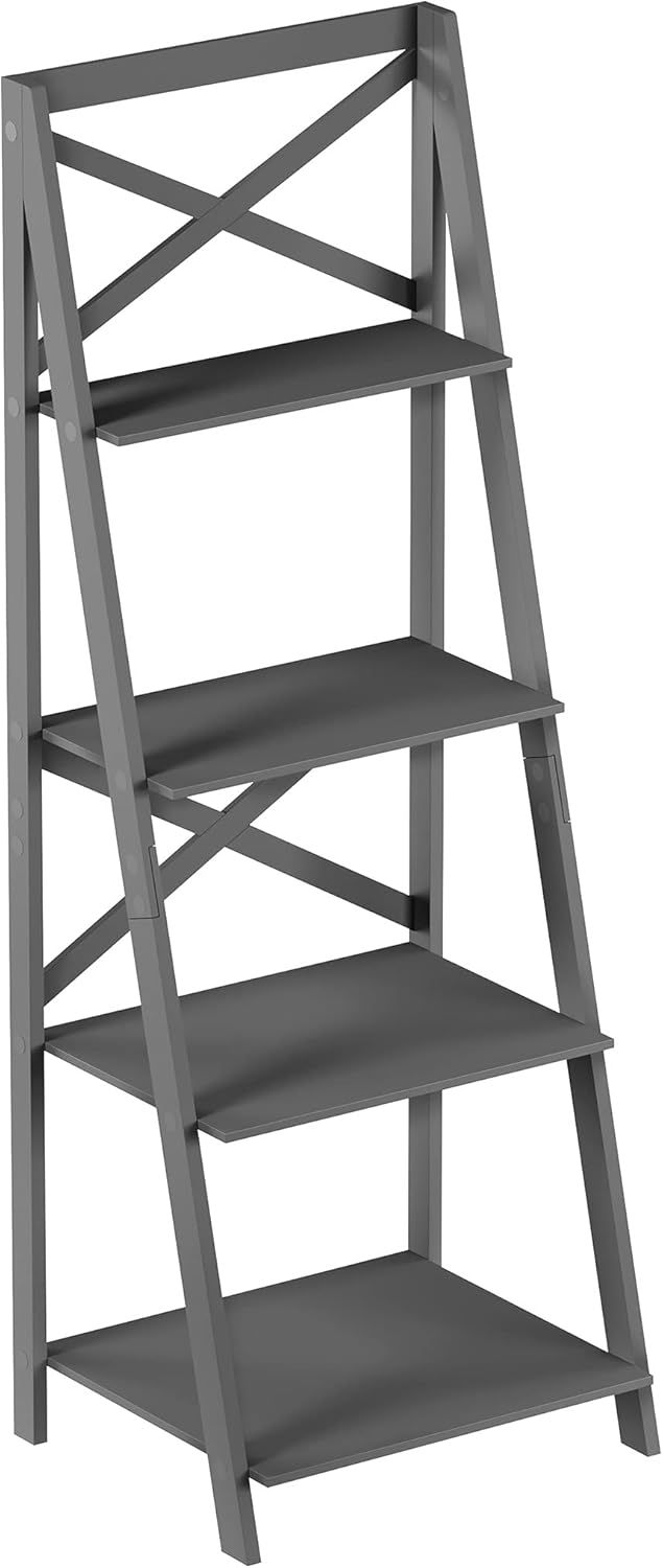 Gray 4 Shelf Ladder Bookshelf S141592