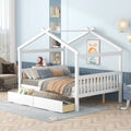 Full Size White Wooden House Bed with Drawers U67742