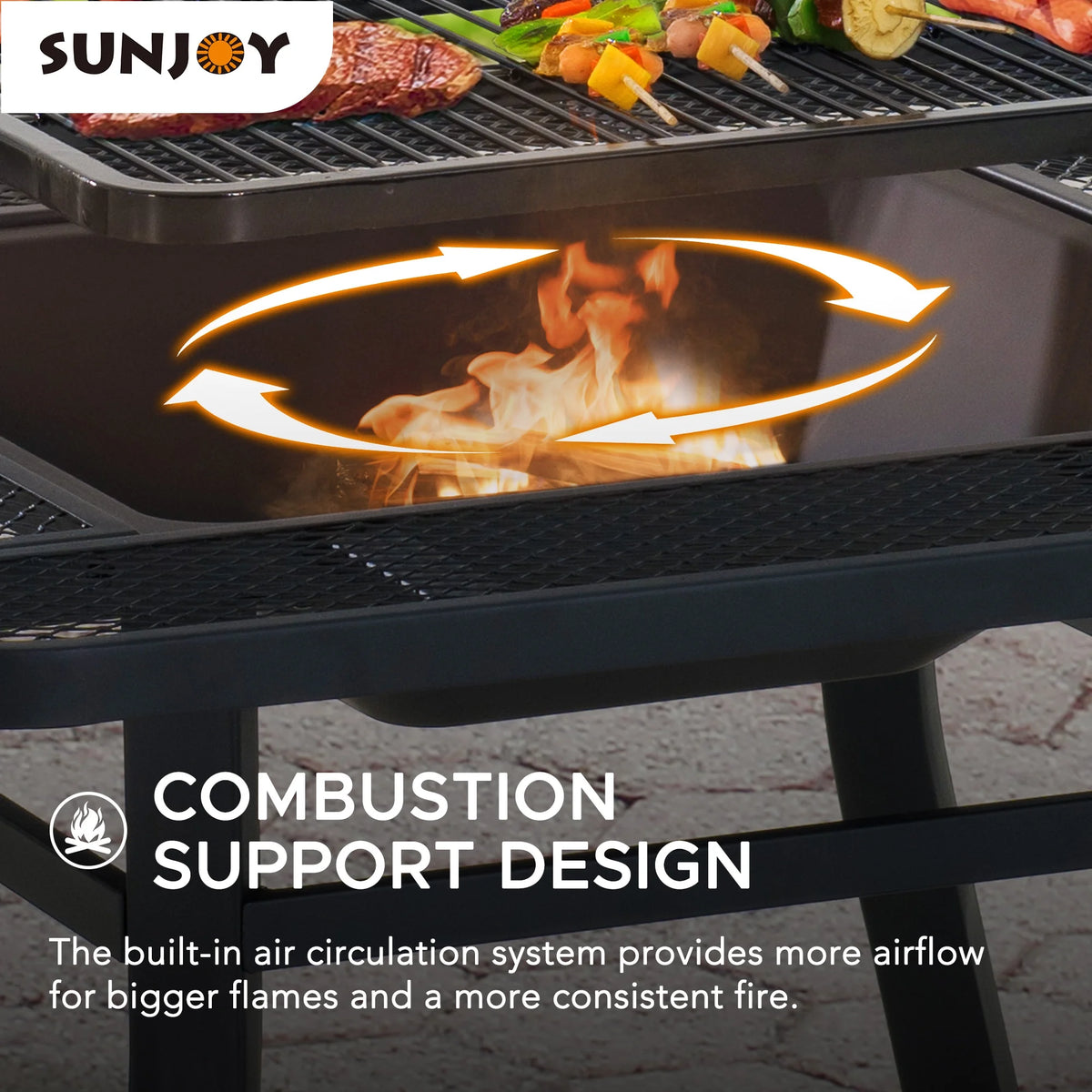 38 Inch Wood Burning Fire Pit with Adjustable Grill Grate and Fire Poker A42159