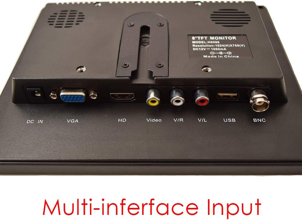 8 CCTV LCD Monitor 4:3 IPS Screen Display with VGA HDMI AV BNC Built-in Speaker USB Media Player 1024x768 HD 12-24V M6971