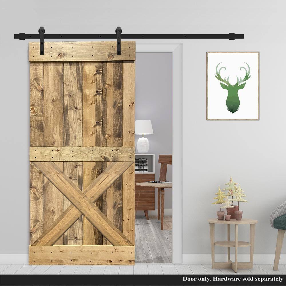 Solid Knotty Pine Wood Interior Sliding Barn Door Slab D329599