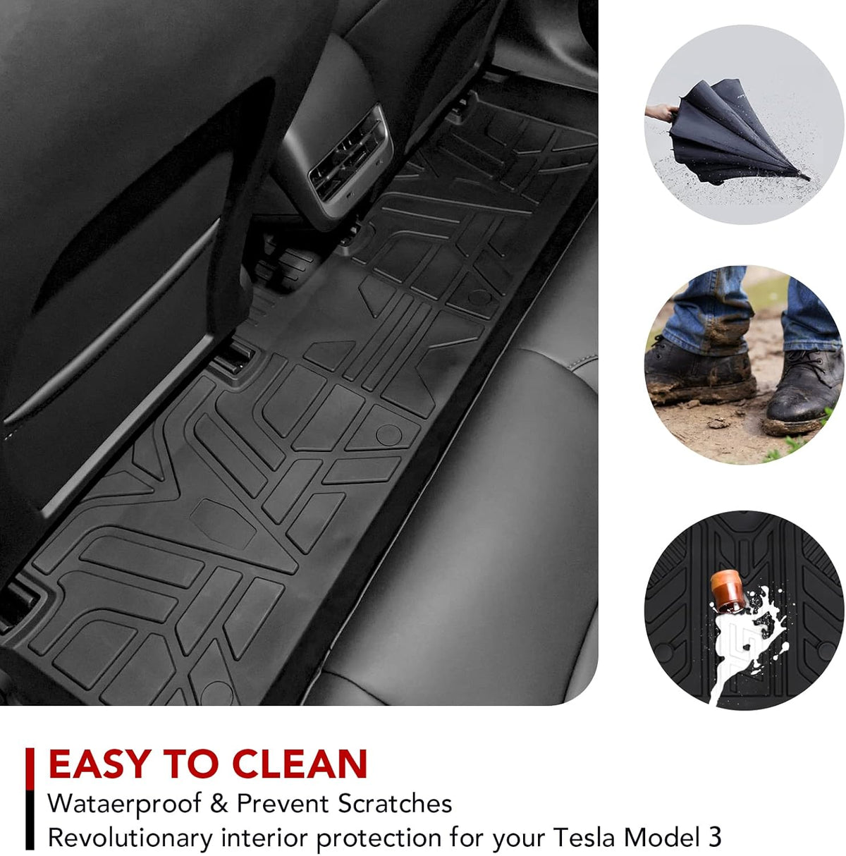 TPE All-Weather Floor Mat Set for Model 3 2021 2022 Y206441