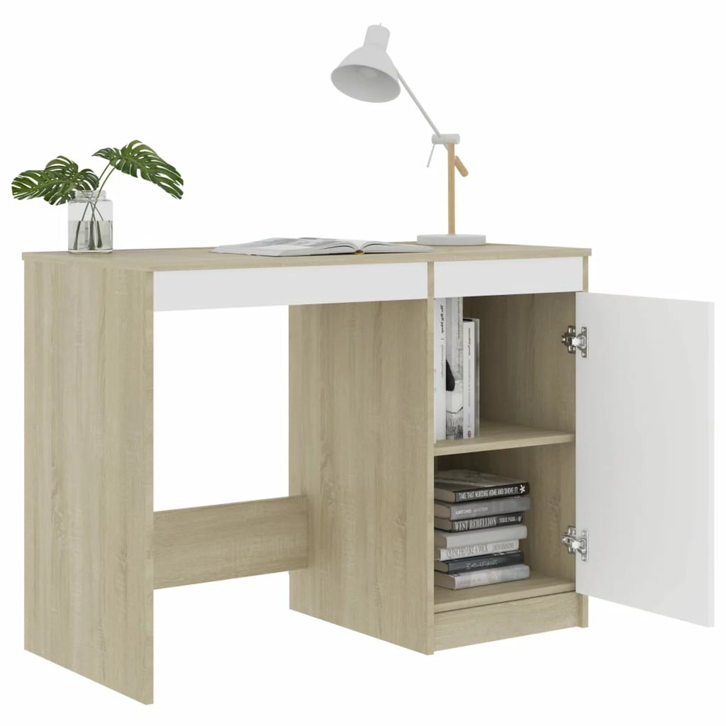 White Computer Desk with Storage Cabinet A9989