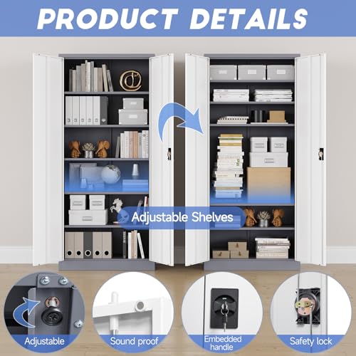Black Gray Metal Storage Cabinet with Lock P907466