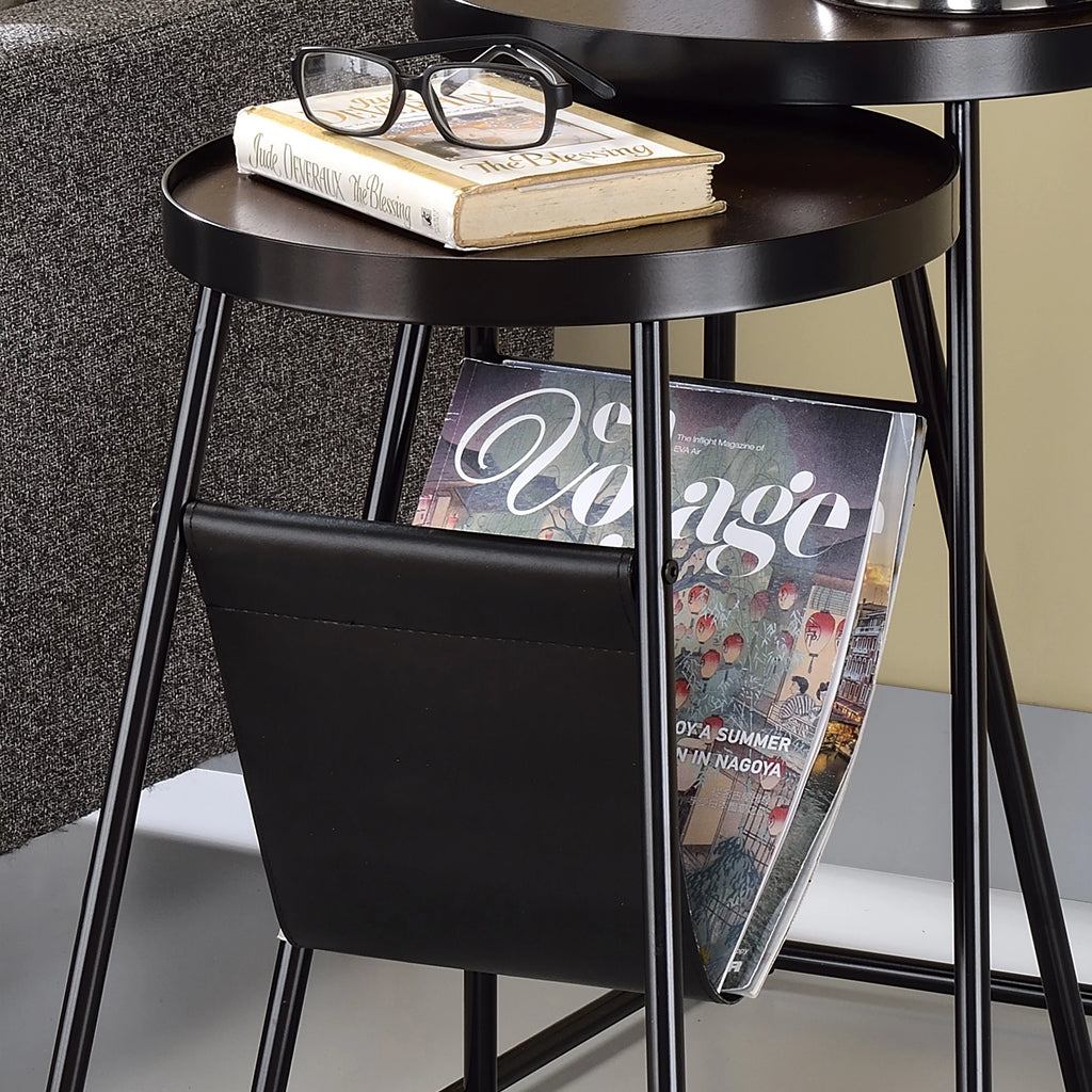Matte Black Steel 2-Piece Nesting Tables Set V655