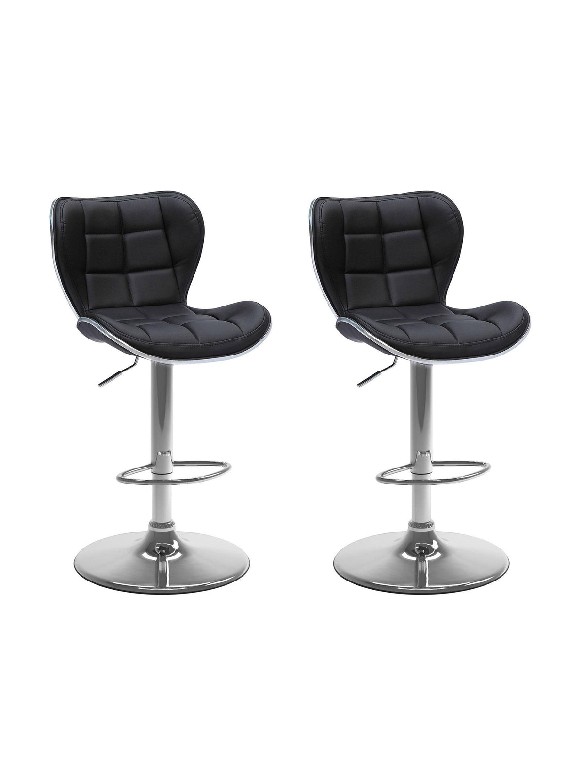 Adjustable Barstool in Black Bonded Leather, Set of 2 H406713