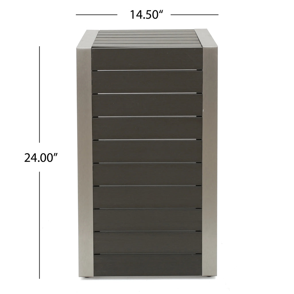 Gray Outdoor Aluminum Club Chairs with Side Table J70044