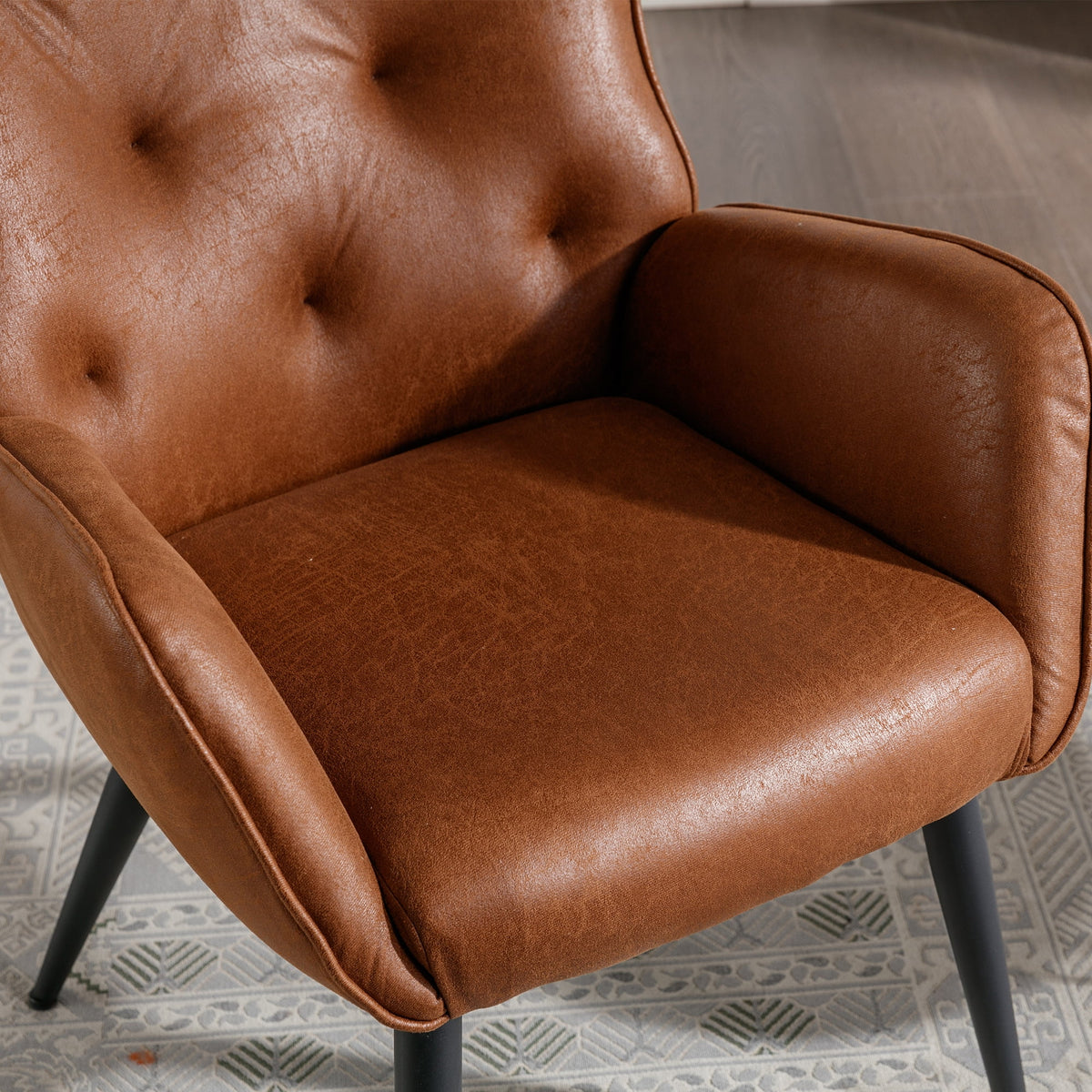 Faux Leather High Back Accent Chair with Metal Legs L688
