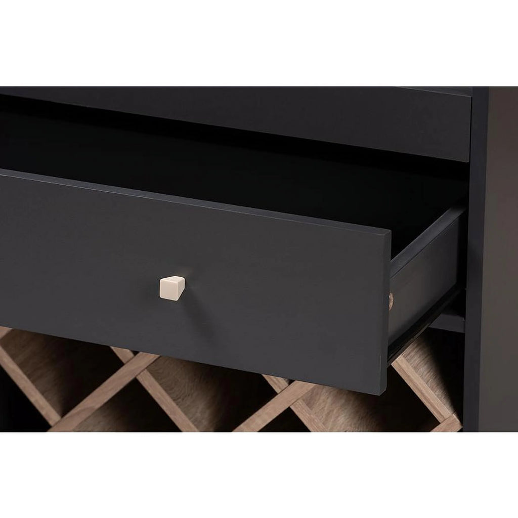 Dark Grey Oak Finished Wood Wine Cabinet K6102