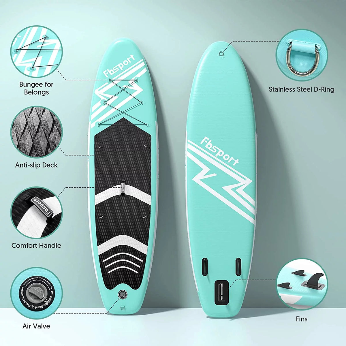Mint Green Inflatable Paddle Board S6149