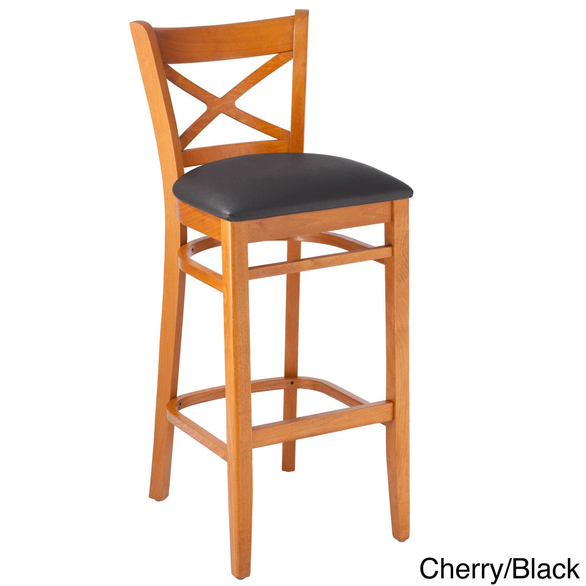 Black Solid Wood X-Back Microfiber Seat Bar Stool O68455