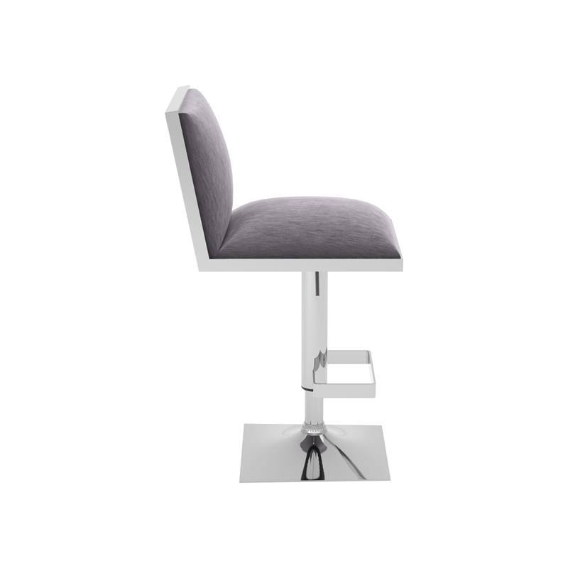 Gray Fabric Swivel Bar Stool with Metal Base A327564
