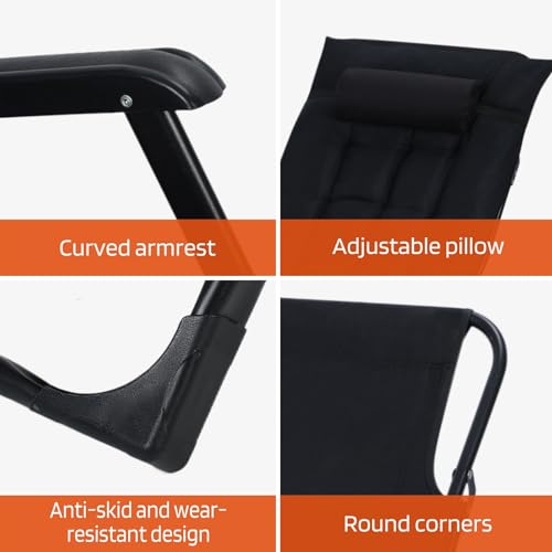 Oversized Black Folding Lounge Chair with Detachable Pillow U85595