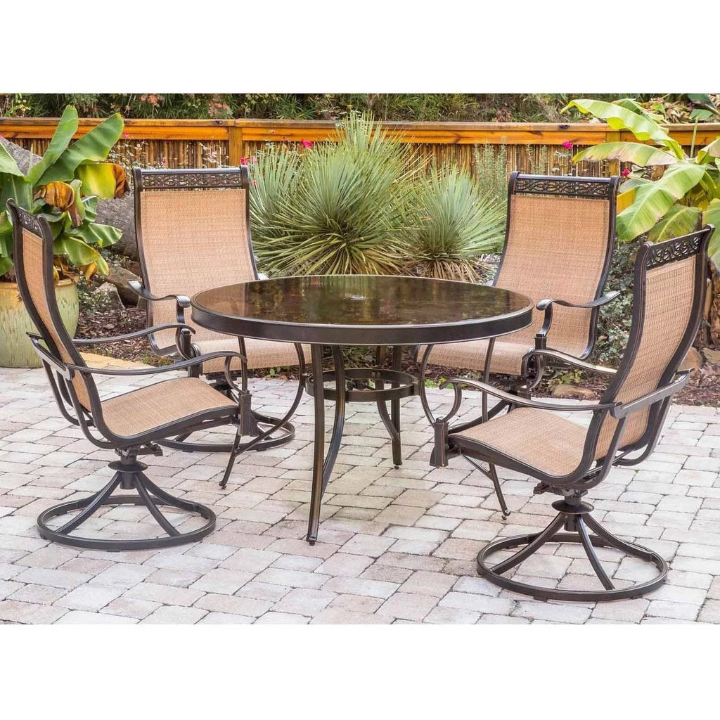 5-Piece Aluminum Outdoor Patio Dining Set with Swivel Rockers and Table K14036