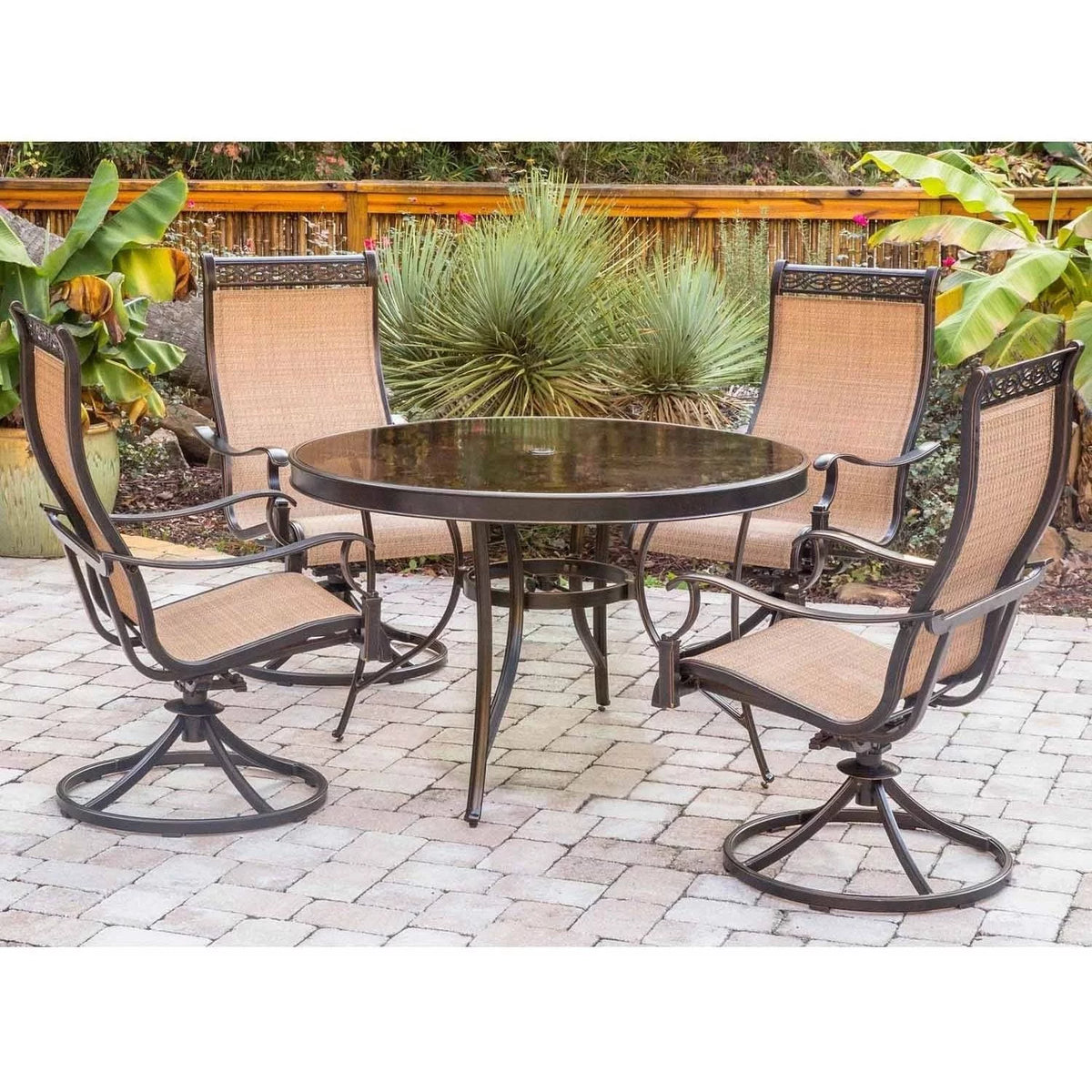 5-Piece Aluminum Outdoor Patio Dining Set with Swivel Rockers and Table K14036