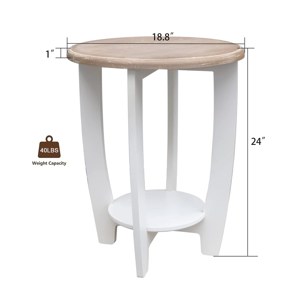 2 Tiers Wooden Round End Table L29596