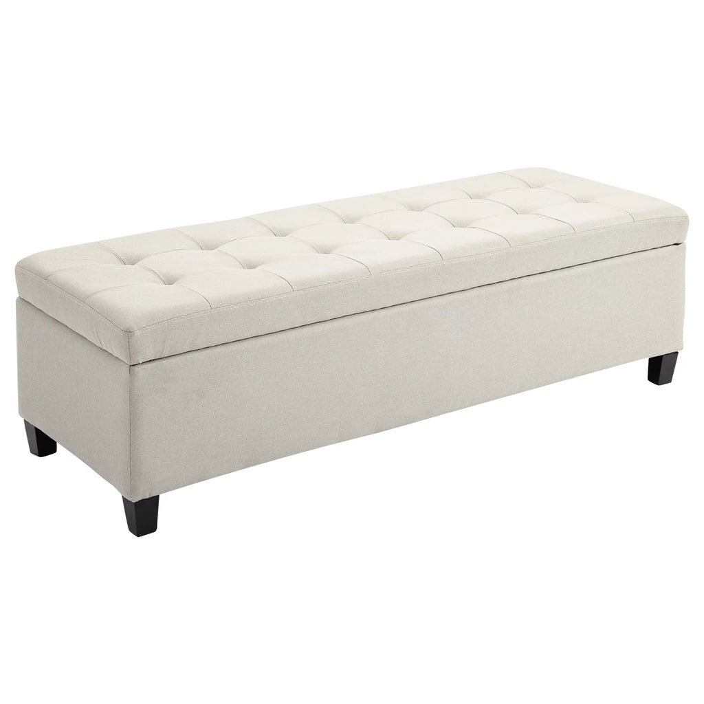 51" Tufted Linen Fabric Storage Bench S963
