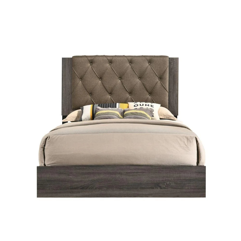 Fabric Rustic Gray Oak Eastern King Bedroom Set 3PCS S351