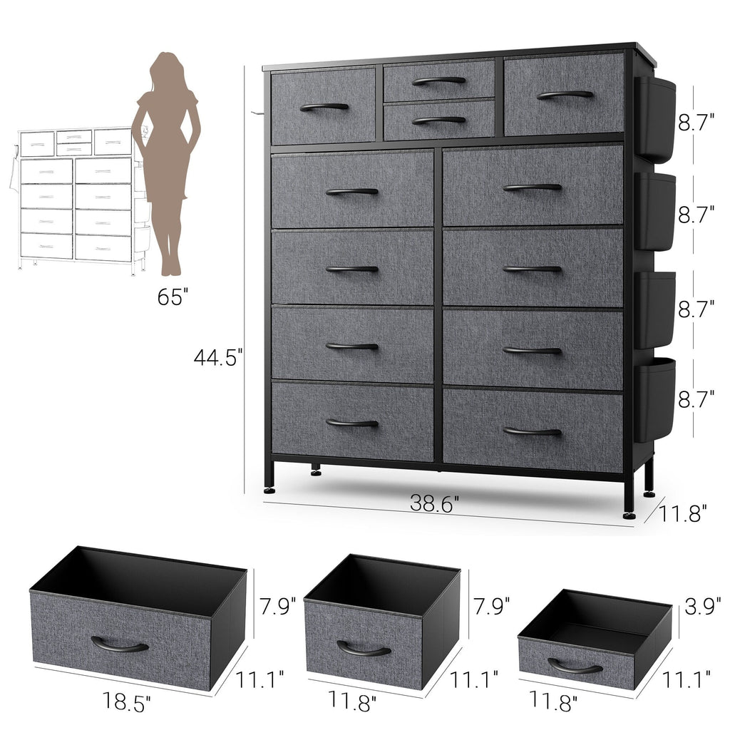 White 12 Drawer Fabric Dresser B677
