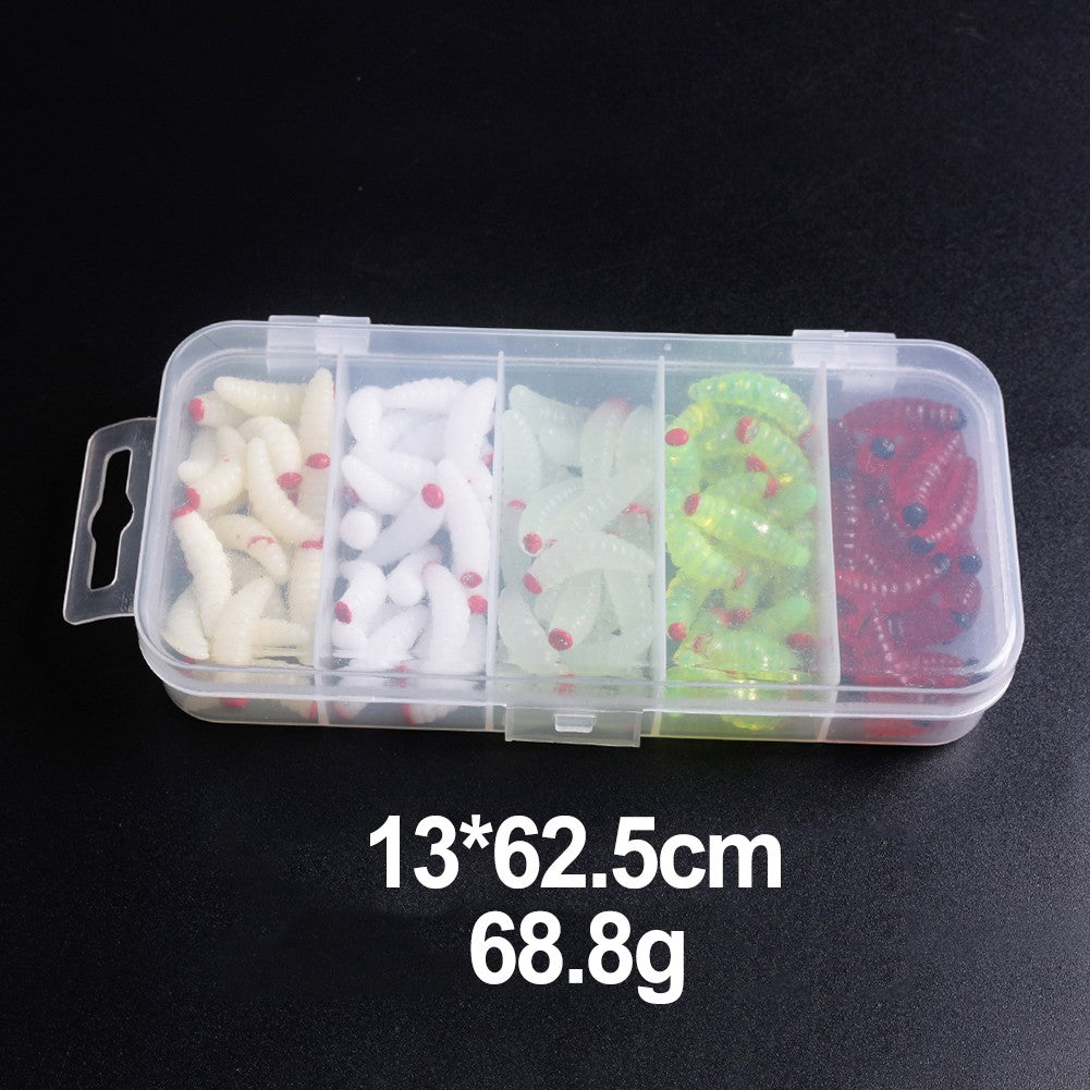 100pcs Boxed Fishing Soft Bait Artificial Maggots H463